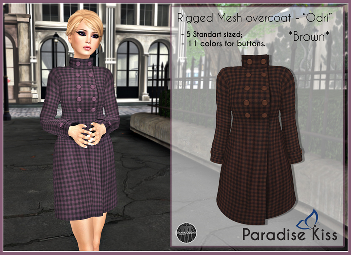 {Paradise Kiss} Odri Overcoat-Brown (Rigged Mesh)
