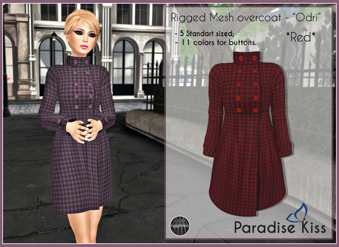 {Paradise Kiss} Odri Overcoat-Red (Rigged Mesh)