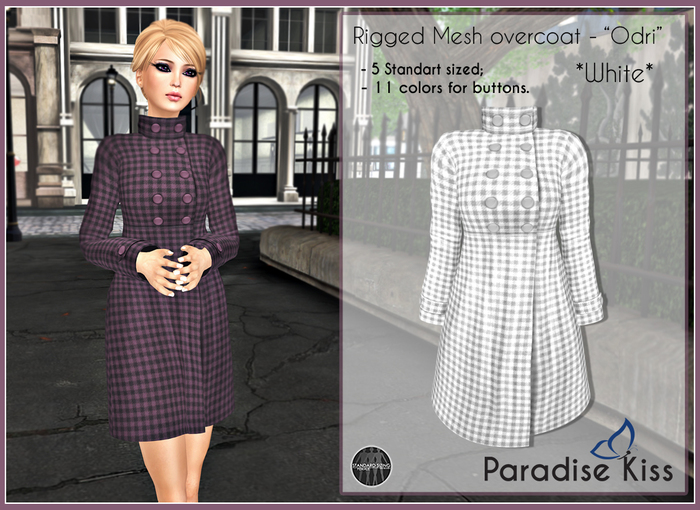 {Paradise Kiss} Odri Overcoat-White (Rigged Mesh)