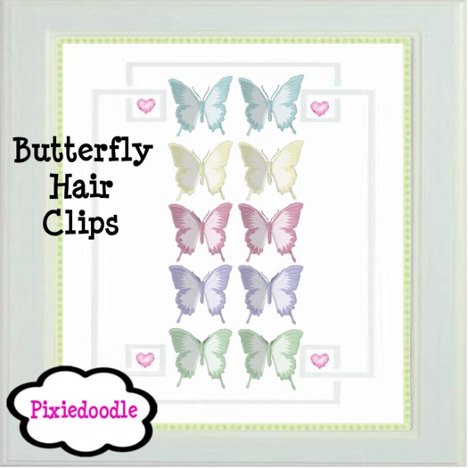 Pixiedoodle~10 Butterfly Clips