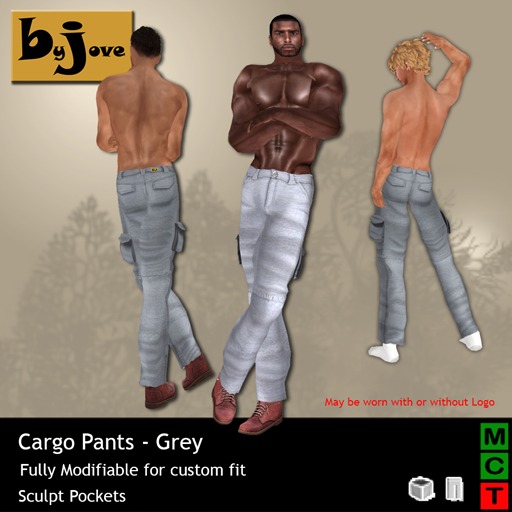 Second Life Marketplace BJs Mens Cargo Pants Grey