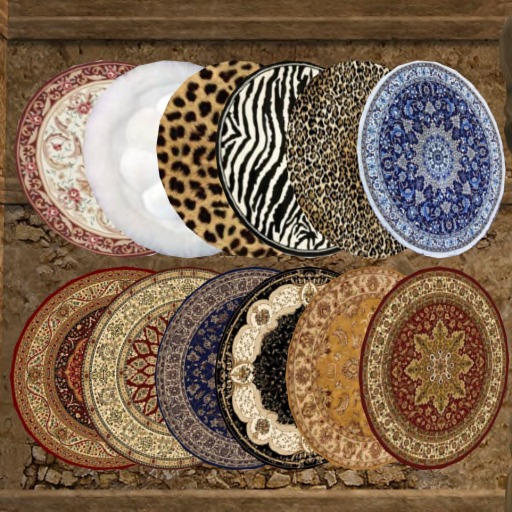 Box of Persian Fur & Oriental Rugs (rounds)