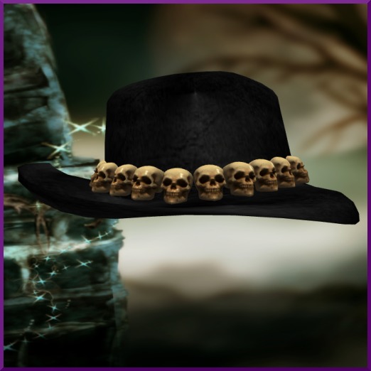 Second Life Marketplace - Black Skulls Fedora Hat
