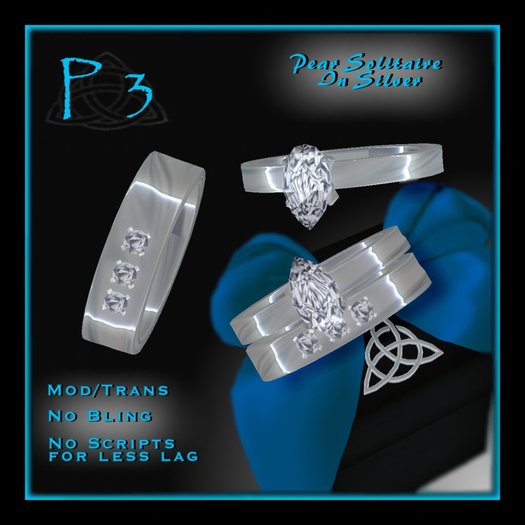 -P3- Pear Solitaire Engagement/Wedding Rings PROMO