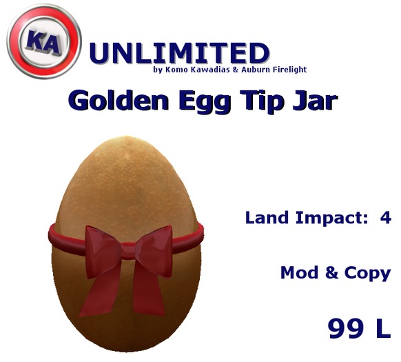 Second Life Marketplace KA Golden Egg Tip Jar