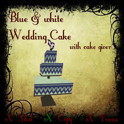 Blue & White Wedding Cake 