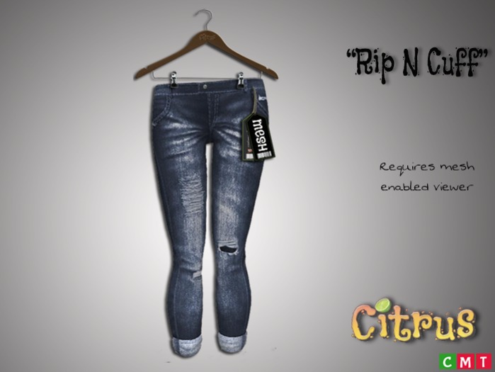 *Citrus* Rip n Cuff  Jeans - Rain