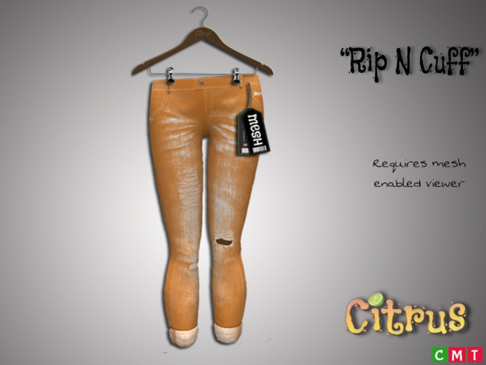*Citrus* Rip n Cuff  Jeans - Tangerine