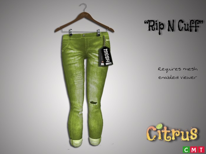*Citrus* Rip n Cuff  Jeans - Avocado