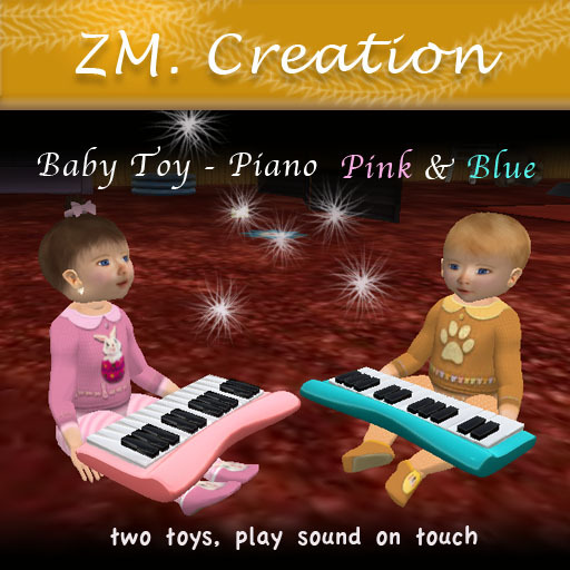 Second Life Marketplace - ZM Creation - Baby Toy - Piano (Pink & Blue)