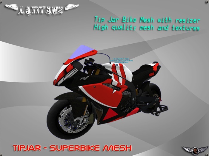 <<< LATITANZ >>> Tip Jar - SuperBike  R.1 Mesh