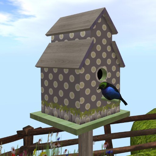 AAA - Gray Birdhouse w/bird