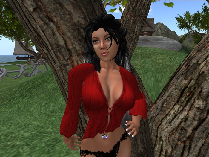 Short Tie Blouse  RED