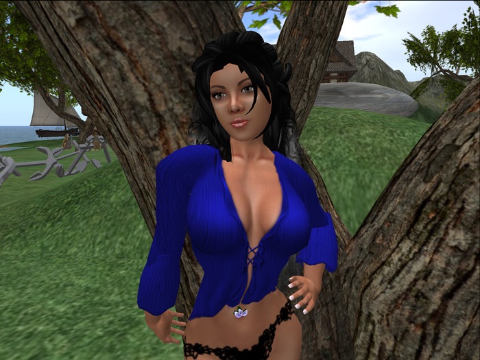 Short Tie Blouse  ROYAL BLUE