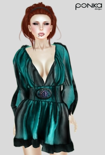 [Ponka] Springtime Rigged Mesh Dress - Cyan/Black