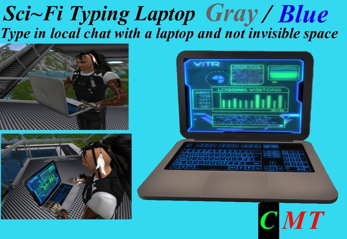 Sci~Fi Typing Laptop Overide Gray / Blue