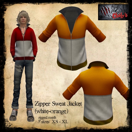 :: Chaly's :: Zipper Sweater (white-orange)