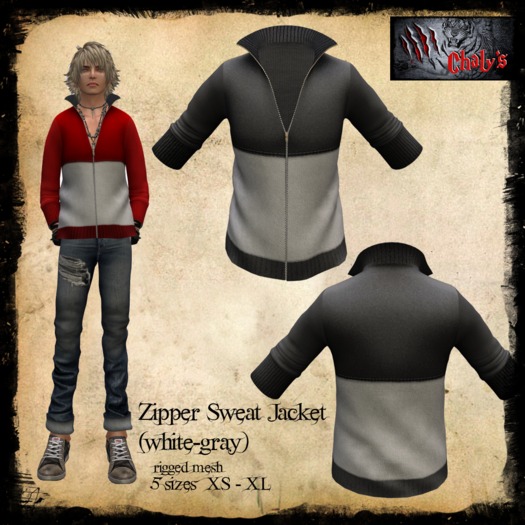 :: Chaly's :: Zipper Sweater (white-gray)