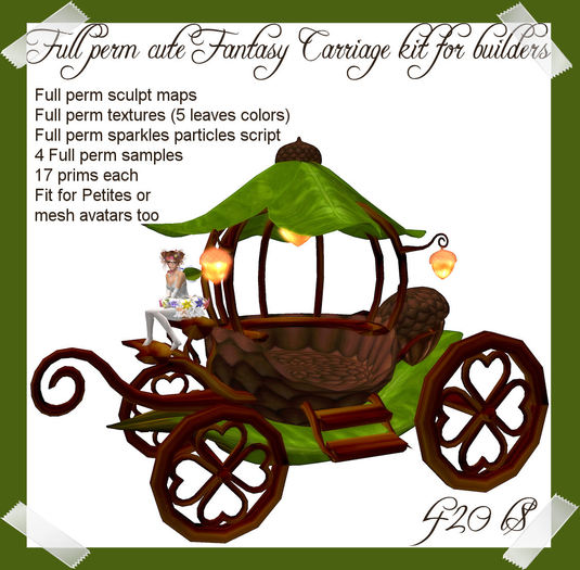 Full Perm Scripted Cute fantasy Carriage kit for builders