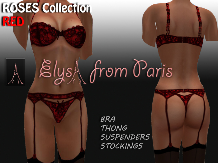 Lingerie Roses - RED - Elysa From Paris