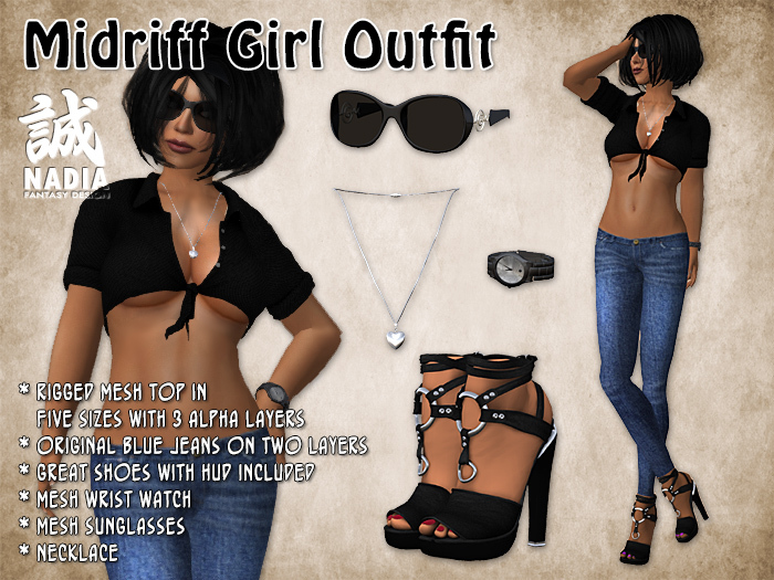 ~Nadia~ Midriff Girl Outfit White