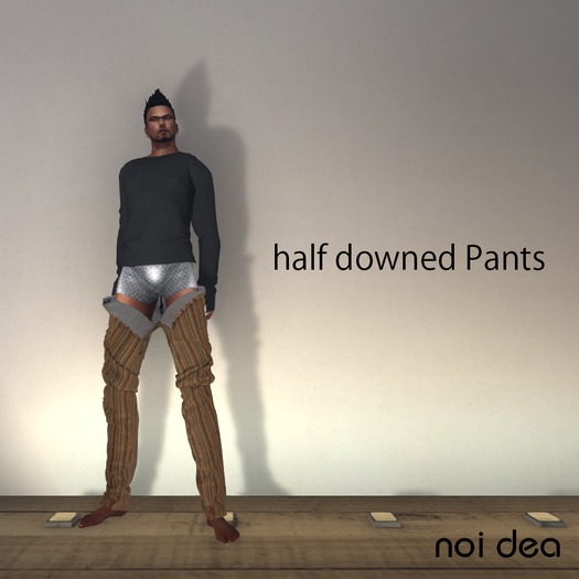 +noidea+halfDownedPants_beigeStripe