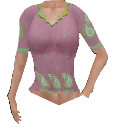 Pink Paisley Embroidery Top