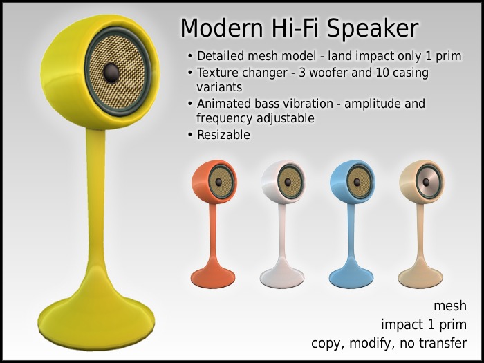 Modern Hi-Fi Speaker + Bass Vibration (1 prim)