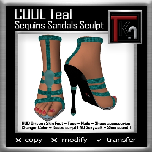 TKA-COOL TEAL-Sequins Sandals sculpt