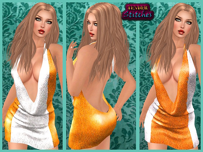 [TS] Duality Mini Dress - Orange & White (2 NEW Versions)