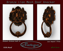 Bronze Lion Door Knocker - Updated! Scriptable Version now Included!1 Prim! - Ambient Occlusion Built In!