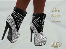 B&V-Diva Boots Black-White