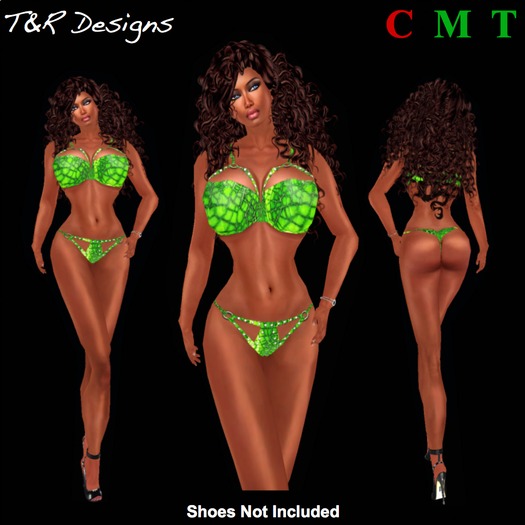 T&R Designs Lime Green Bikini Studded