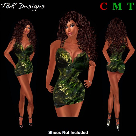 T&R Designs Green Gold Mix Dress Mini
