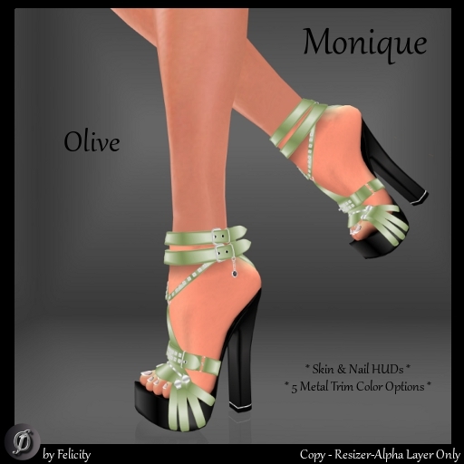 *Felicity* Monique Stilettos - Olive Studded Chunky High Heels Shoes (Sculpted Shoe with 5 Metal Trim Options)