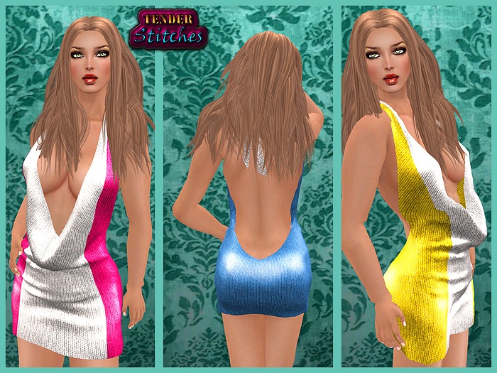 [TS] Duality Mesh Mini Dress PACK WHITES Pink & Blue & Yellow
