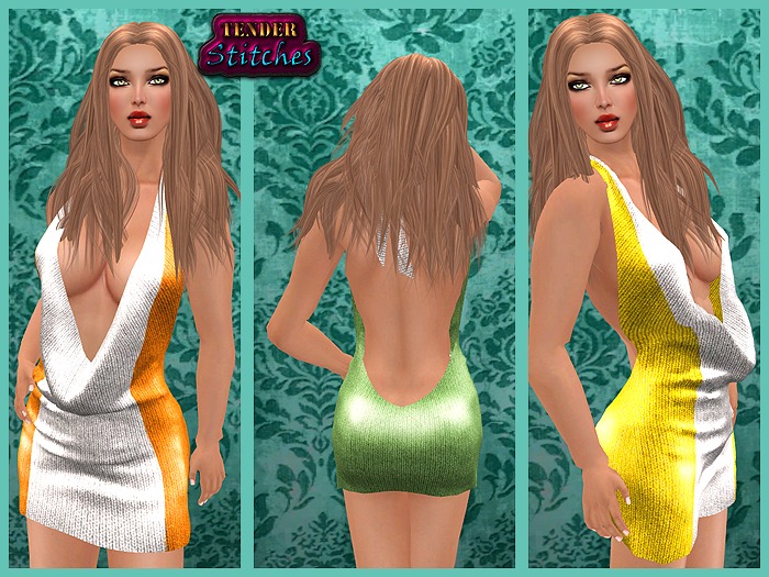 [TS] Duality Mini Dress PACK WHITES Green & Yellow & Orange