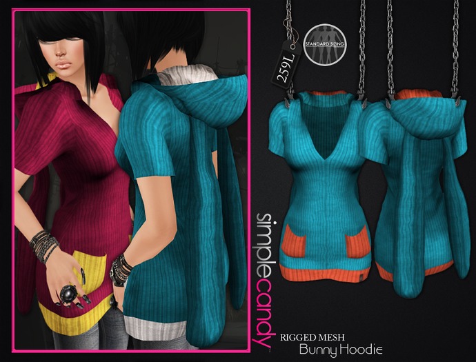 Simplecandy - Mesh Bunny Hoodie [BLUE&ORANGE]