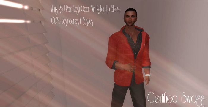 C.S Mens Mesh Red Polo Rolled up Sleeve Jacket