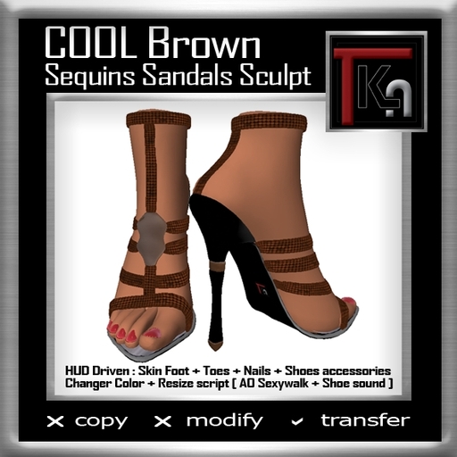 TKA-COOL BROWN-Sequins Sandals sculpt