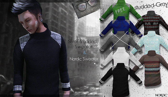 bleak .Silver Studded Sweater Grey(boxed)