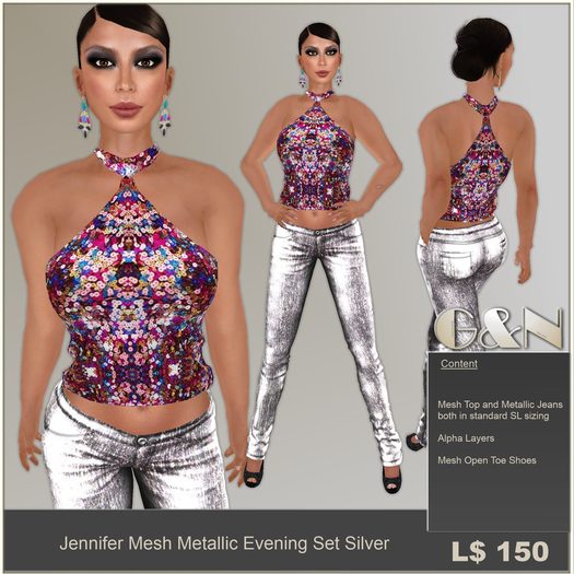 G&N Quality Design Jennifer Mesh Metallic Set Silver