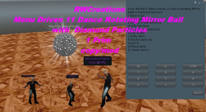 Menu Driven 11 Dance Rotating Mirror Ball  with  Diamond Particles (boxed)