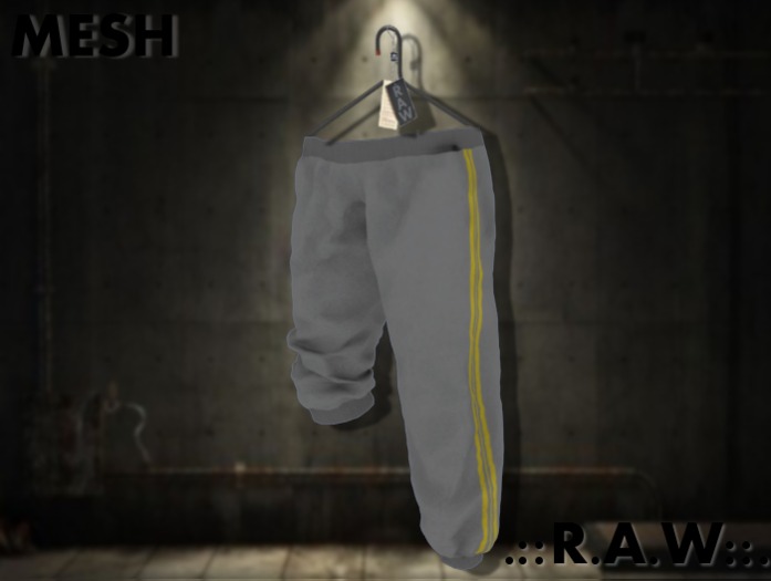 ::.R.A.W.:: Mesh SweatPants (Grey with Gold Stripe)