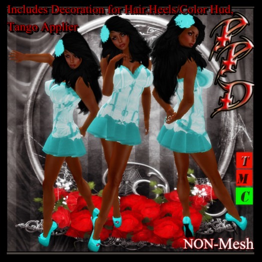 PPD SPRING CORSET (aqua) HEELS/COLOR HUD,TANGO APPLIER