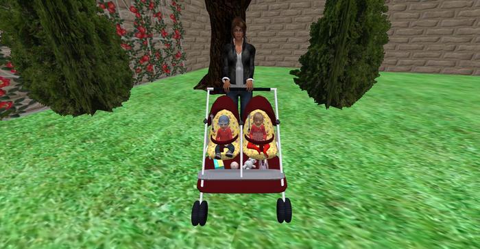 Baby carriage 2Tweens-bordaux&yellow