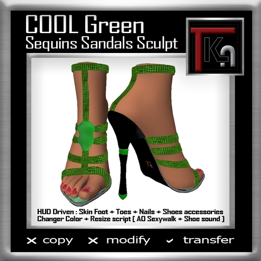 TKA-COOL GREEN-Sequins Sandals sculpt