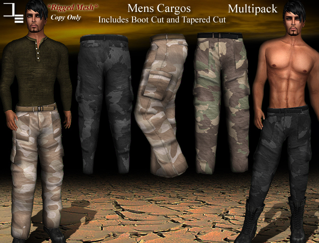 DE Designs-Mens Mesh Cargos - Multipack