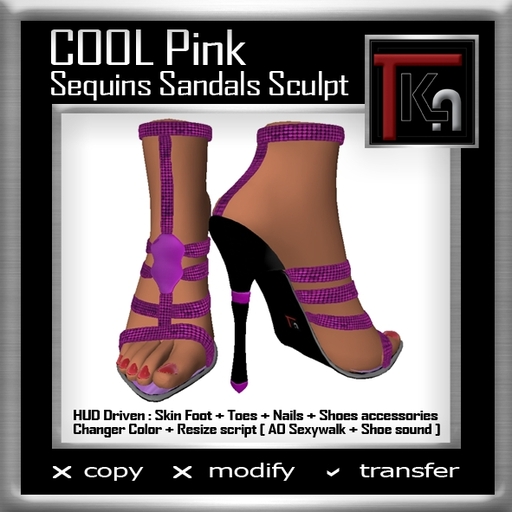 TKA-COOL PINK-Sequins Sandals sculpt