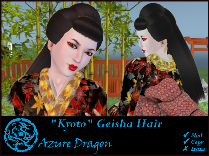*Azure Dragon* Geisha Hair :"Kyoto" Black 1